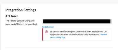 Copy the API token generated on this page (blacked out in this picture)
